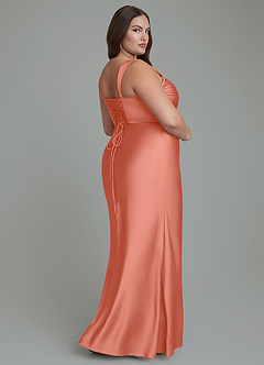 Azazie Agustina Bridesmaid Dresses Salmon Pink Mermaid Corset Stretch Satin Dress image8