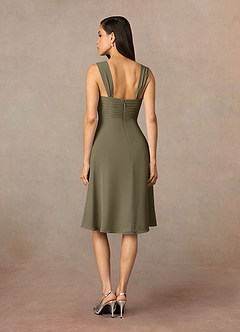 Azazie Olivia vestidos de madre de la novia Vestido de Verde Sauce de Gasa de Corte En A con Escote cuadrado plisado image5