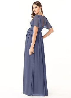 Azazie Verna Maternity Bridesmaid Dresses A-Line V-Neck Ruched Chiffon Floor-Length Dress image4