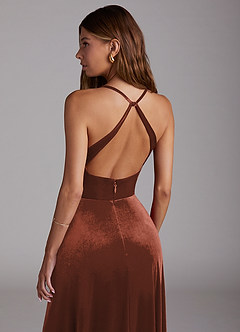 Azazie Davis Bridesmaid Dresses Terracotta A-Line Velvet Dress image6
