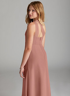 Azazie Maive Junior Agave A-Line Pleated Chiffon Dress image6
