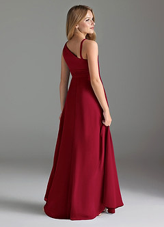 Azazie Dallas Junior Linia A Pofałdowany Szyfon Długość podłogi Młodsza druhna Sukienka image5