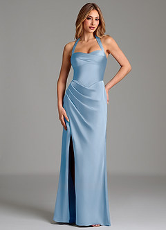 Azazie Serenity Bridesmaid Dresses Powder Blue Mermaid Sweetheart Neckline Stretch Satin Dress image1