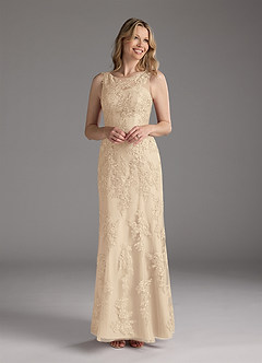 Azazie Whilhelmina At-home Try On Dresses Stormy Mermaid Lace Chiffon Dress image3