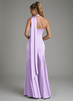 Azazie Amara Bridesmaid Dresses Lilac Mermaid One Shoulder Stretch Satin Dress image2