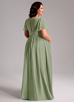 Azazie Verna Abiti da damigella d'onore premaman Abito A-Line Increspato con Scollo a V Chiffon Floor-Length image8