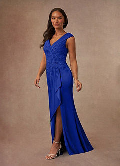 Azazie Calathea Mother of the Bride Dresses Royal Blue A-Line Lace Dress image2