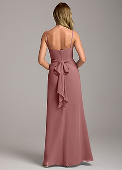 Azazie Tahlia Bridesmaid Dresses Desert Rose A-Line with Belt Chiffon Dress image6