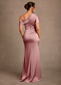 Azazie Rutha Abiti per la Madre della Sposa Abito Tubino in Raso Elasticizzato Monospalla Rosa Polverosa image2