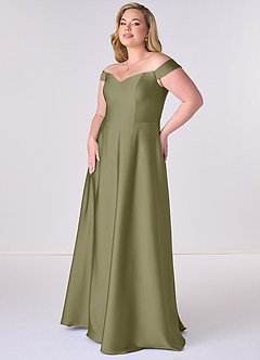 Barbie ♥ Azazie Bridesmaid Dresses Pistachio A-Line Off the Shoulder Stretch Satin Convertible Dress image9