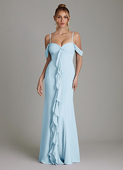 Azazie Karmela Bridesmaid Dresses Sky Blue A-Line Off the Shoulder Chiffon Dress image4