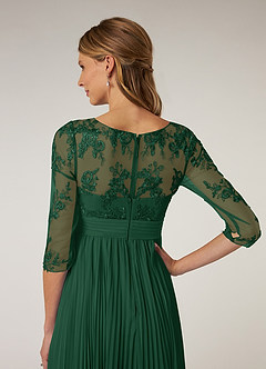 Azazie Tutu Mother of the Bride Dresses Dark Green A-Line Boatneck Lace Chiffon Dress image6