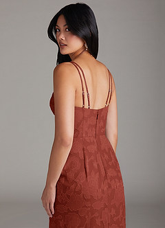 Azazie Leo Robes de demoiselle d'honneur Robe Fourreau en Blumen-Burnout Plissée Terracotta image6