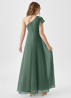 Azazie Arabella Junior Eucalyptus A-Line Ruched Chiffon Dress image2