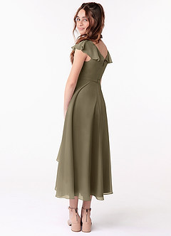 Azazie Posie Junior A-Linie Gestreift Chiffon Kleid Weidengrün image2