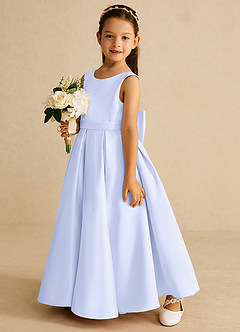 Azazie Pipsy Flower Girl Dresses Lavender A-Line Bow Matte Satin Dress image2