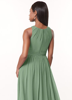 Azazie Harper Bridesmaid Dresses Matcha A-Line Pleated Chiffon Dress image4