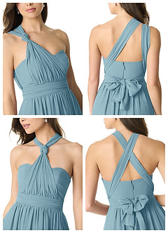 Azazie Olani Bridesmaid Dresses Moody Blue A-Line Off the Shoulder Chiffon Convertible Dress image7