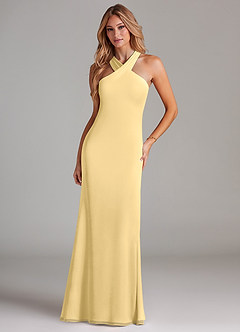 Azazie Doretta Bridesmaid Dresses Butter Mermaid Pleated Chiffon Dress image3