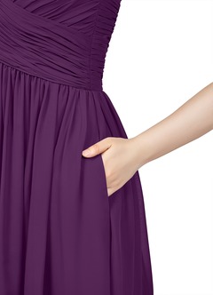 Azazie Angie Bridesmaid Dresses Grape A-Line Corset Chiffon Dress image10