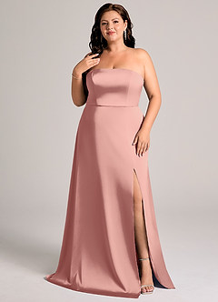 Azazie Wren Bridesmaid Dresses Rosette A-Line Strapless Stretch Satin Convertible Dress image8
