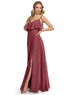 Azazie Jean Bridesmaid Dresses Merlot A-Line Chiffon Convertible Dress image4
