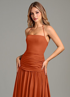 Azazie Vashti Bridesmaid Dresses Burnt Orange A-Line Chiffon Dress image6