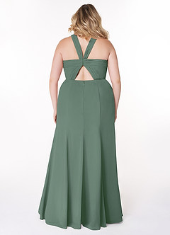 Azazie Rue Bridesmaid Dresses Eucalyptus A-Line Halter Chiffon Dress image8