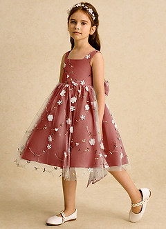 Azazie Bean Flower Girl Dresses Terracotta Ball-Gown Sleeveless Tulle Dress image5