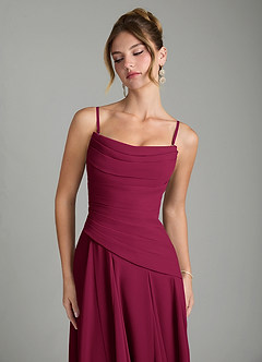 Azazie Gabriela Bridesmaid Dresses Burgundy A-Line Corset Chiffon Dress image9