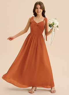 Azazie Izzy Junior Linia A Pofałdowany Szyfon Długość podłogi Młodsza druhna Sukienka image3