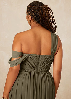 Christian Siriano Bridal for Azazie 1014 Bridesmaid Dresses Willow Green A-Line Off the Shoulder Chiffon Dress image16