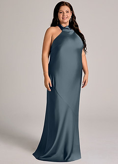 Azazie Velli Abiti da Damigella Abito Sirena in Raso Elasticizzato Collo Alto Crepuscolo image11