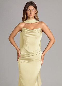 Azazie Sorrel Bridesmaid Dresses Lemon Sorbet Mermaid Strapless Stretch Satin Convertible Dress image5