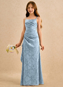Azazie Cannoli Girls Formal Blumenmädchenkleider A-Linie Plissee Blumen-Burnout Kleid Himmelblau image3