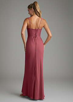Azazie Asa Bridesmaid Dresses Merlot Sheath Corset Chiffon Dress image2