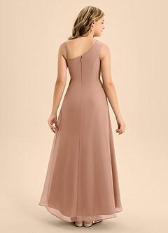 Azazie Brooke Junior Abito A-Line in Chiffon Spacco Laterale Champagne Rosa image2