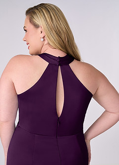 Barbie ♥ Azazie Bridesmaid Dresses Grape Sheath Stretch Satin Dress image11