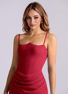 Azazie Debby Bridesmaid Dresses Scarlet Mermaid Strapless Chiffon Dress image6