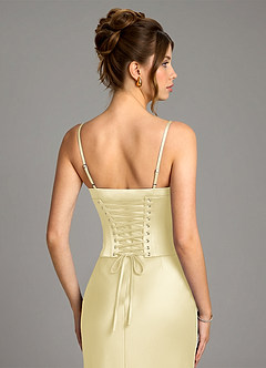 Azazie Reverie Bridesmaid Dresses Lemon Sorbet Mermaid Corset Stretch Satin Dress image6