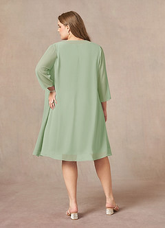 Azazie Shirley Mother of the Bride Dresses Dusty Sage A-Line Scoop Pleated Chiffon Dress image9