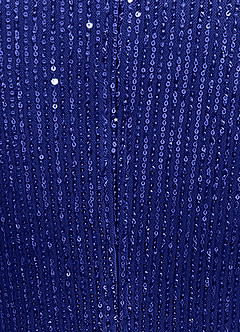 Upstudio Sacramento Slutförsäljning Klänning A-Line i Paljetter V-ringning med rynkning Kungsblå image7