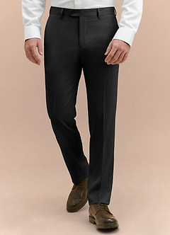 front Vincent Black Structured High Stretch Dress Pants