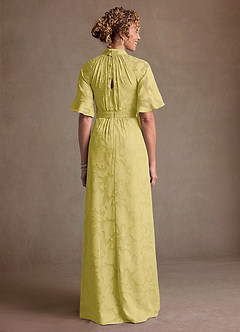 Azazie Hypatia Mother of the Bride Dresses Canary Sheath Pleated Floral Burnout Dress image3
