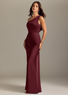 Azazie Madelyn Vestidos de damas de honor Vestido de Cabernet de Satén Elástico de Corte Sirena Convertible con Vestidos sin tirantes image3