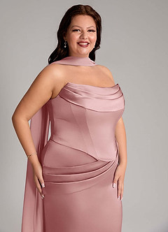 Azazie Sorrel Bridesmaid Dresses Dusty Rose Mermaid Strapless Stretch Satin Convertible Dress image13