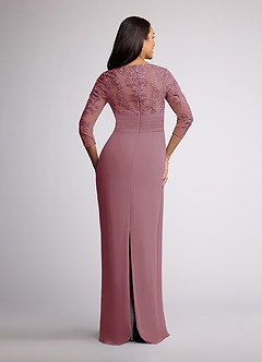 Azazie Joan Mother of the Bride Dresses Vintage Mauve Sheath V-Neck Lace Chiffon Dress image4