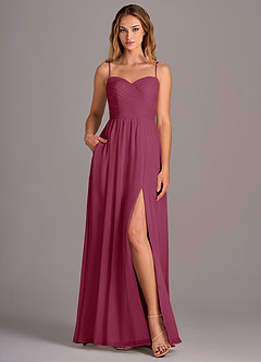 Azazie Joni Venta Final Vestido de Mora de Gasa de Corte en A Convertible con Sin tirantes image4