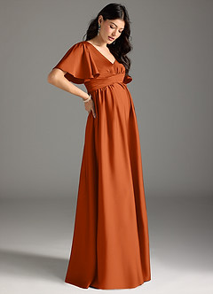 Azazie Verna Brautjungfernkleider für Schwangere A-Linie Gestreift Stretch-Satin Bodenlänge Kleid image6