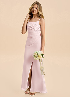 Azazie Amelia Junior Blushing Pink Mermaid Pleated Chiffon Dress image4